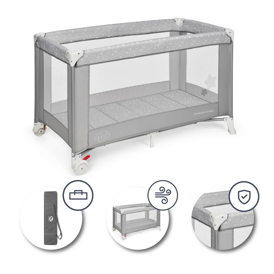 MS - Cama se Viagem Gris Estrelas