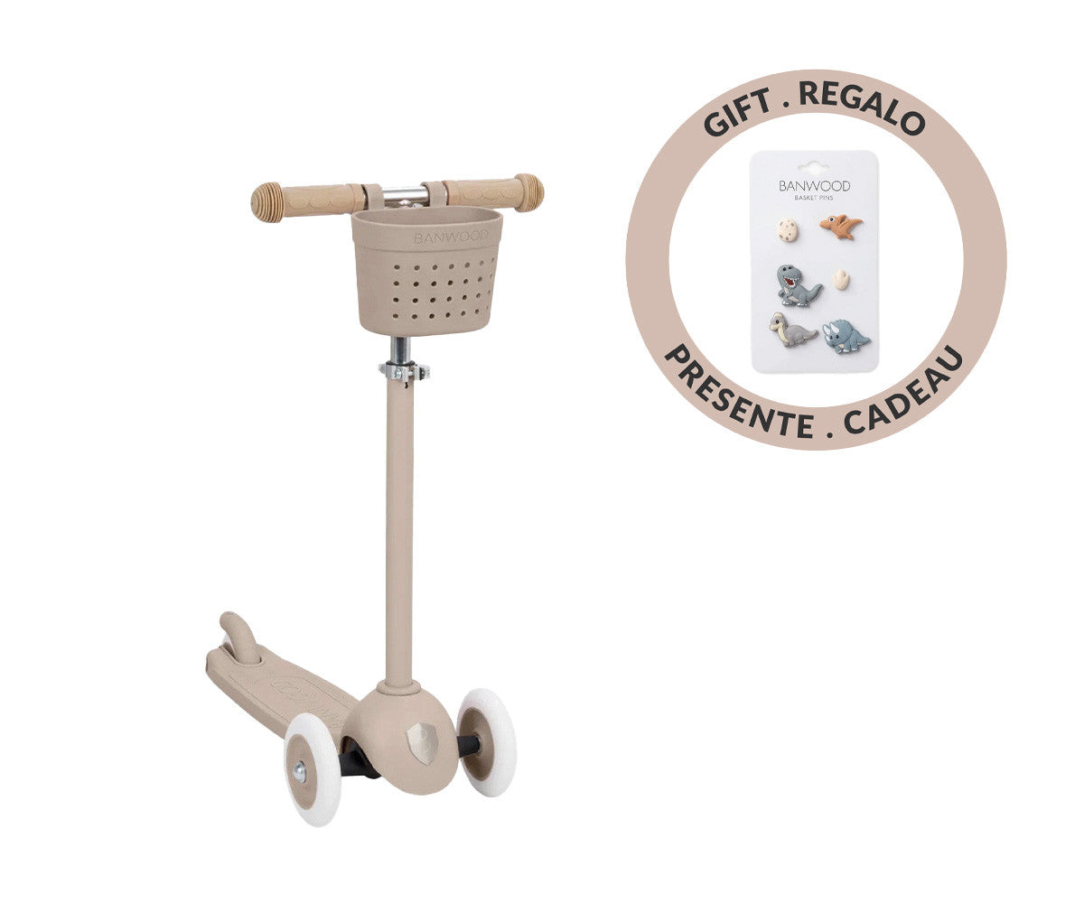 Banwood  - Trotinete Eco Scooter com Cesta Pin&Ride Teal Sand