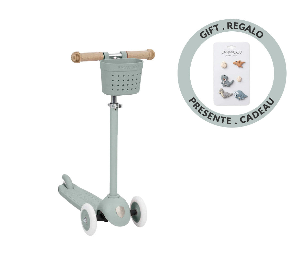 Banwood  - Trotinete Eco Scooter com Cesta Pin&Ride Clay