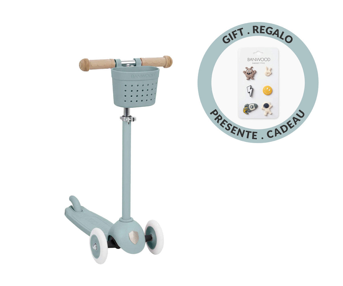 Banwood  - Trotinete Eco Scooter com Cesta Pin&Ride Teal