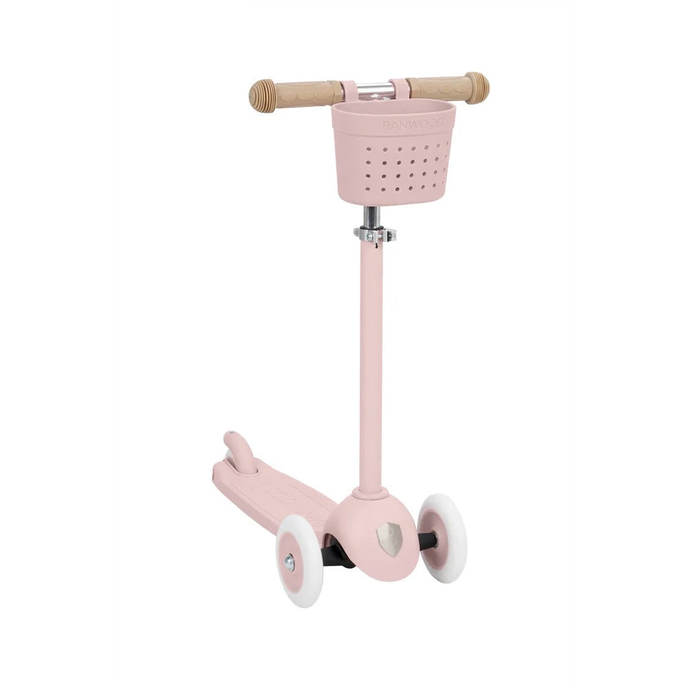 Banwood  - Trotinete Eco Scooter com Cesta Pin&Ride Faded Pink