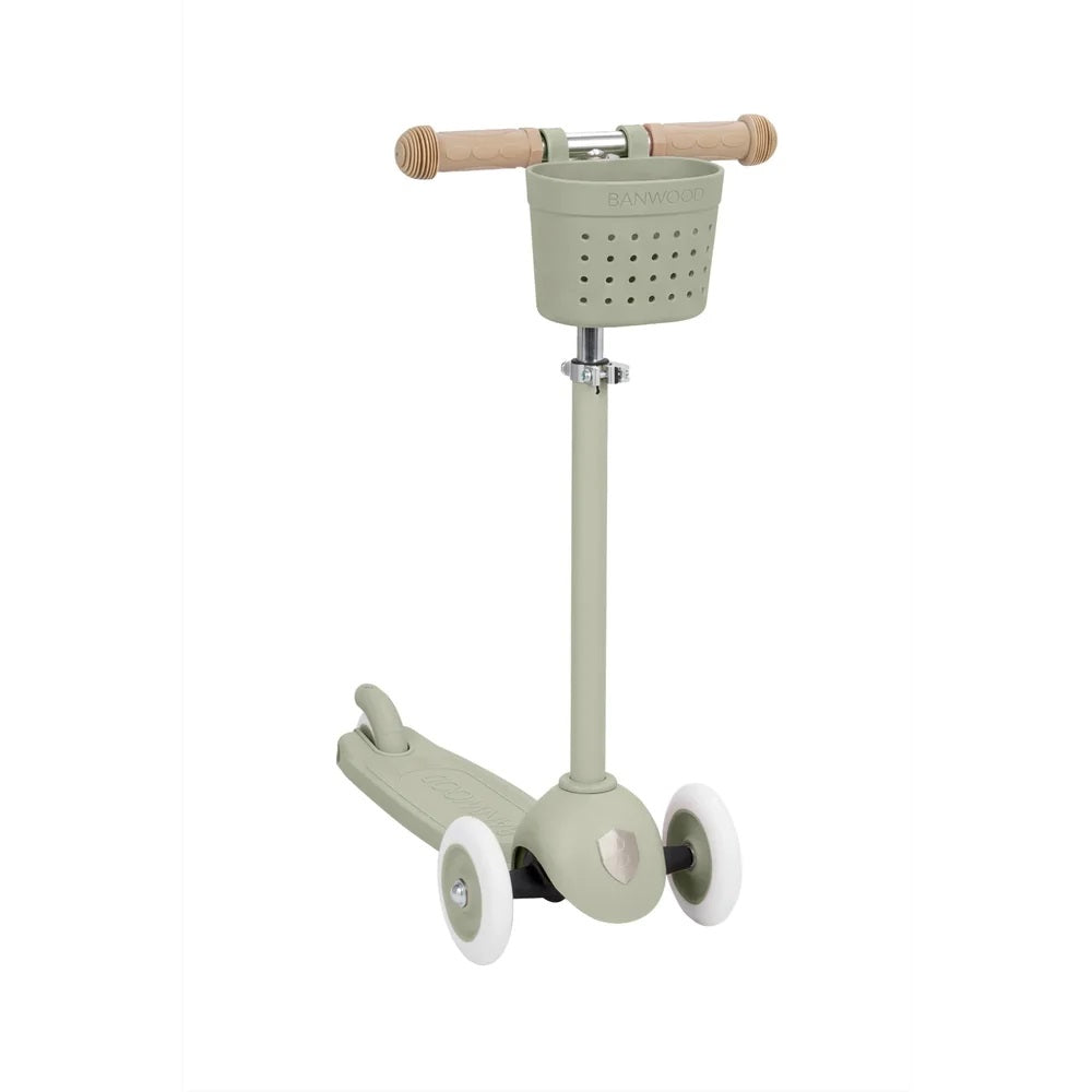 Banwood  - Trotinete Eco Scooter com Cesta Pin&Ride Olive
