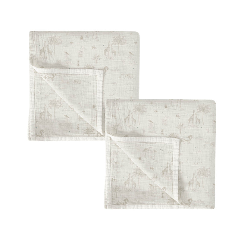 BimbiDreams - Conjunto de 2 Musselines Bambu e Algodão Orgânico 60x60 Noe