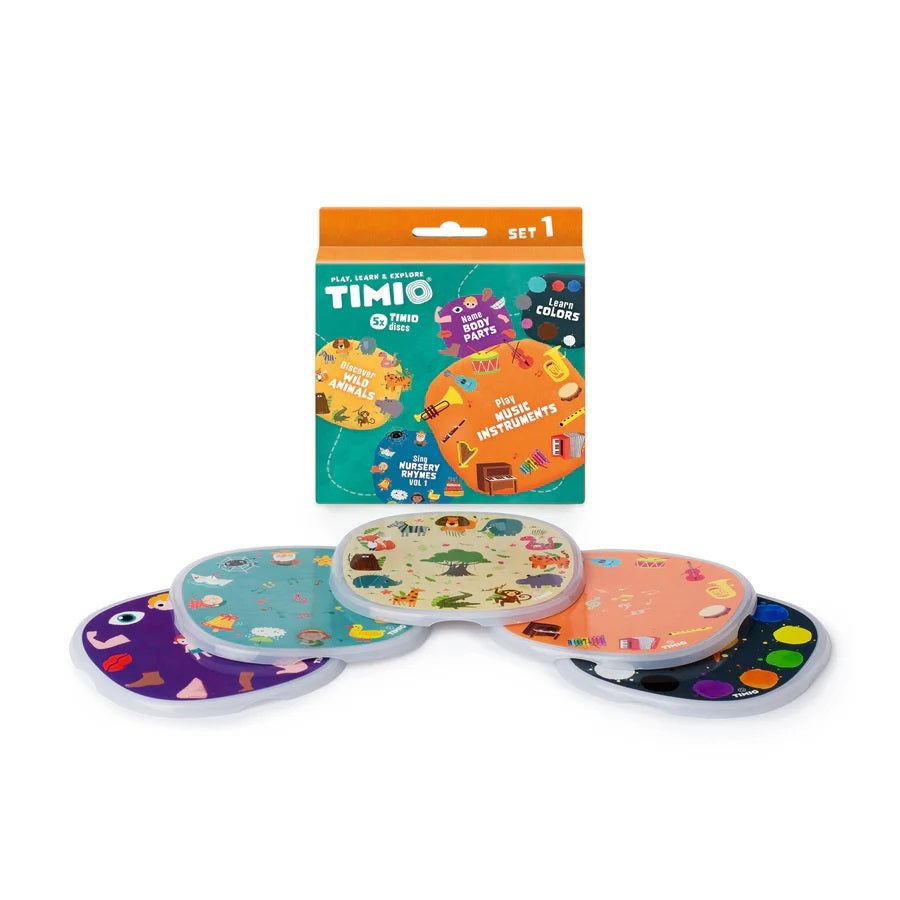 Set 1 com 5 discos: Animais, Cores, Instrumentos Musicais... - Timio