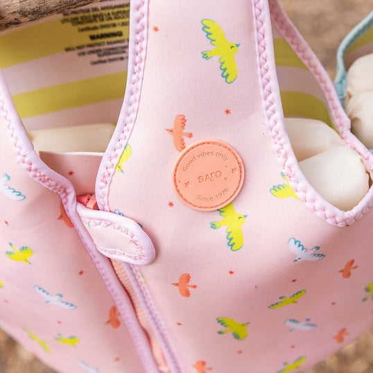 Saro - Colete de Aprendizagem Flutuante Tropicool Pink Tamanho M 3-6 anos