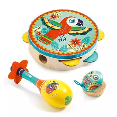 Conjunto 3 instrumentos Musicais Madeira - Djeco