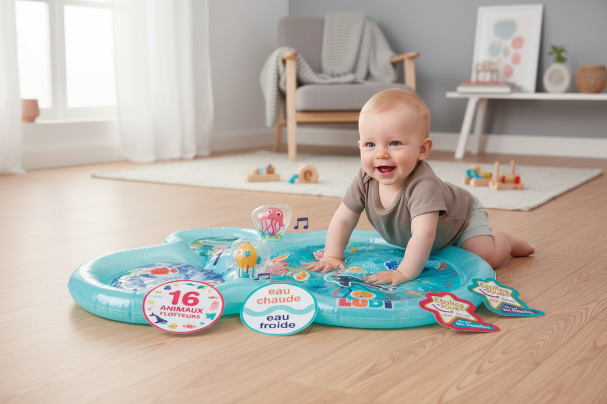Bebé a brincar no tapete de água - Ambiente Acolhedor