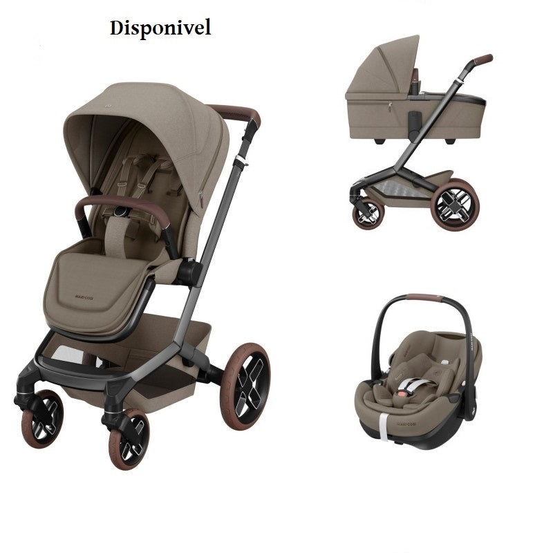 Pack Carrinho Fame & Alcofa Close2Me & Pebble 360 Por 2 Twillic Truffle - Maxi Cosi
