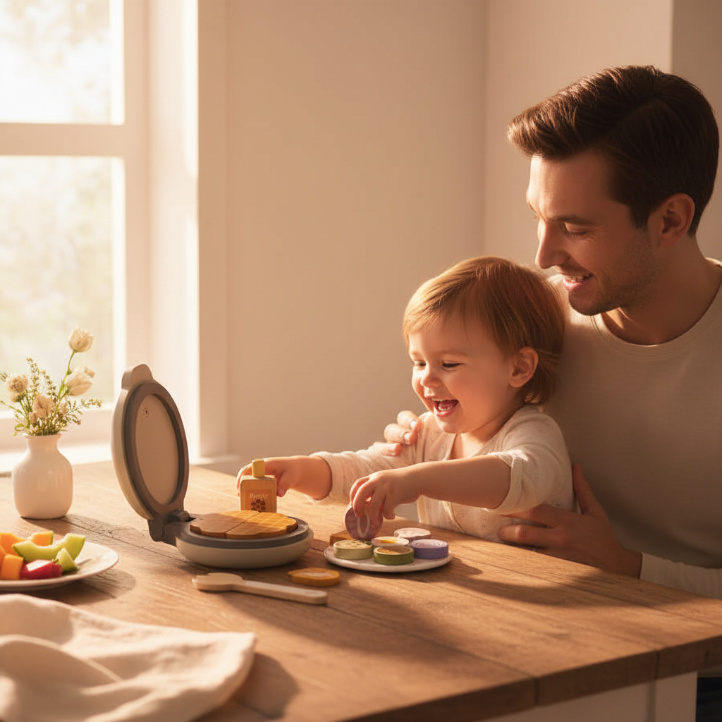 Conjunto de waffles de brincar em momento amoroso