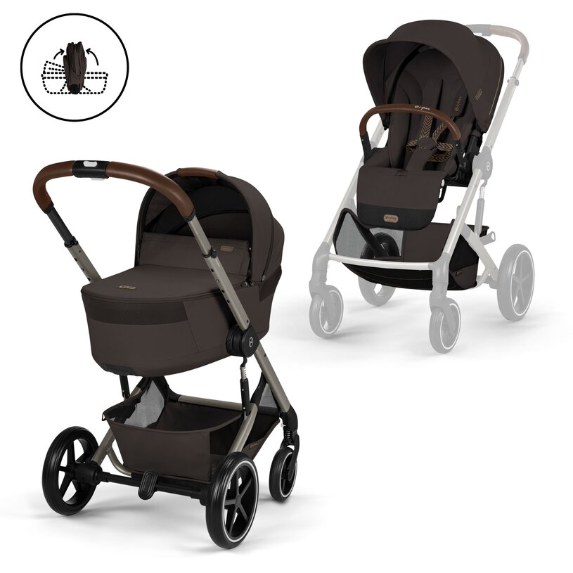 Cybex - Conjunto Duo Balios S Lux Chocolate Brown + Alcofa Dobrável