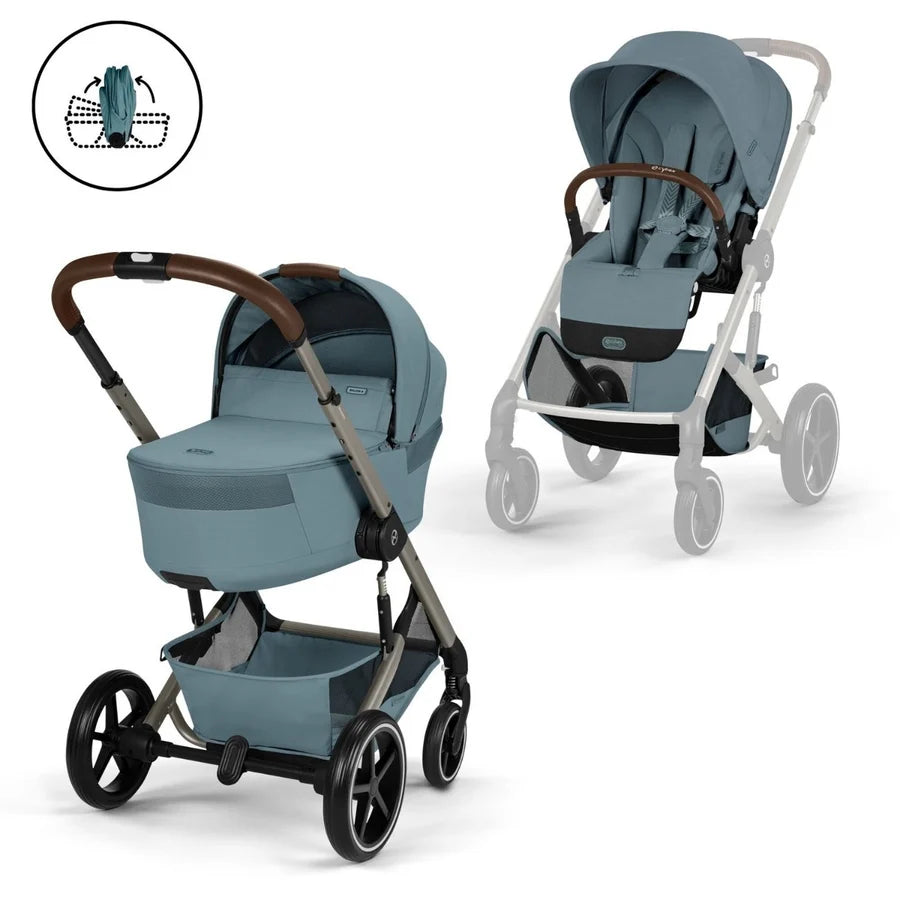 Cybex - Conjunto Duo Balios S Lux Stormy Blue + Alcofa Dobrável