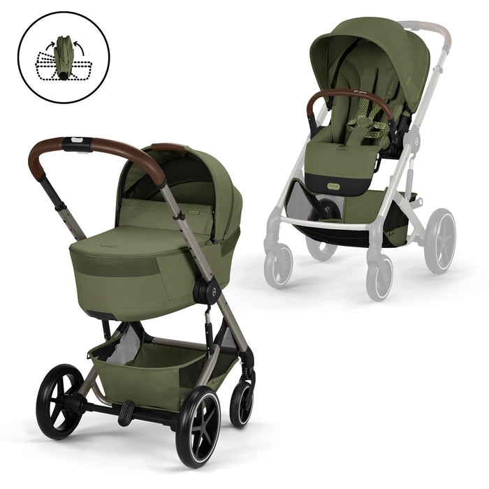 Cybex - Conjunto Duo Balios S Lux Moss Green + Alcofa Dobrável