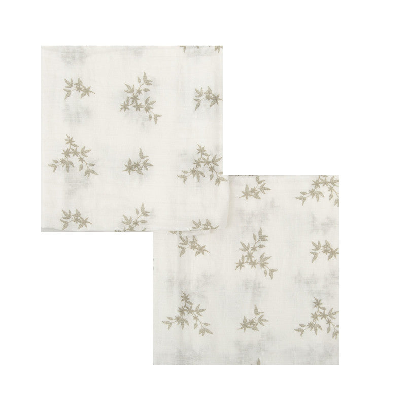 BimbiDreams - Conjunto de 2 Musselines Bambu e Algodão Orgânico 60x60 Isolda Verde