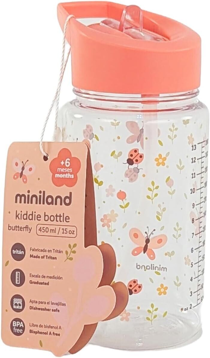 Miniland - Garrafa com Palhinha 450ml Butterfly