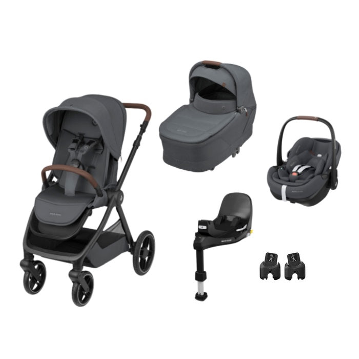 Maxi Cosi - Conjunto Twillic Graphite Oxford Plus + Pebble 360 Pro2 + Base 360 Pro + Adaptadores (Cópia)