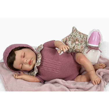 Boneca Reborn Sandra Pink Olhos Fechados - Nines D' Onil