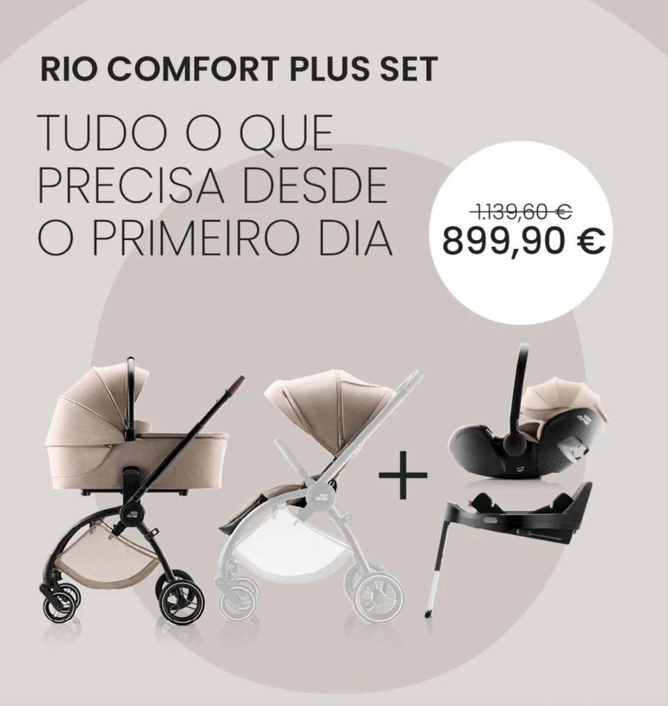 Conjunto Rio Style Teak - Carrinho + Alcofa + Baby-Safe Pro + Base Isofix - Britax Romer