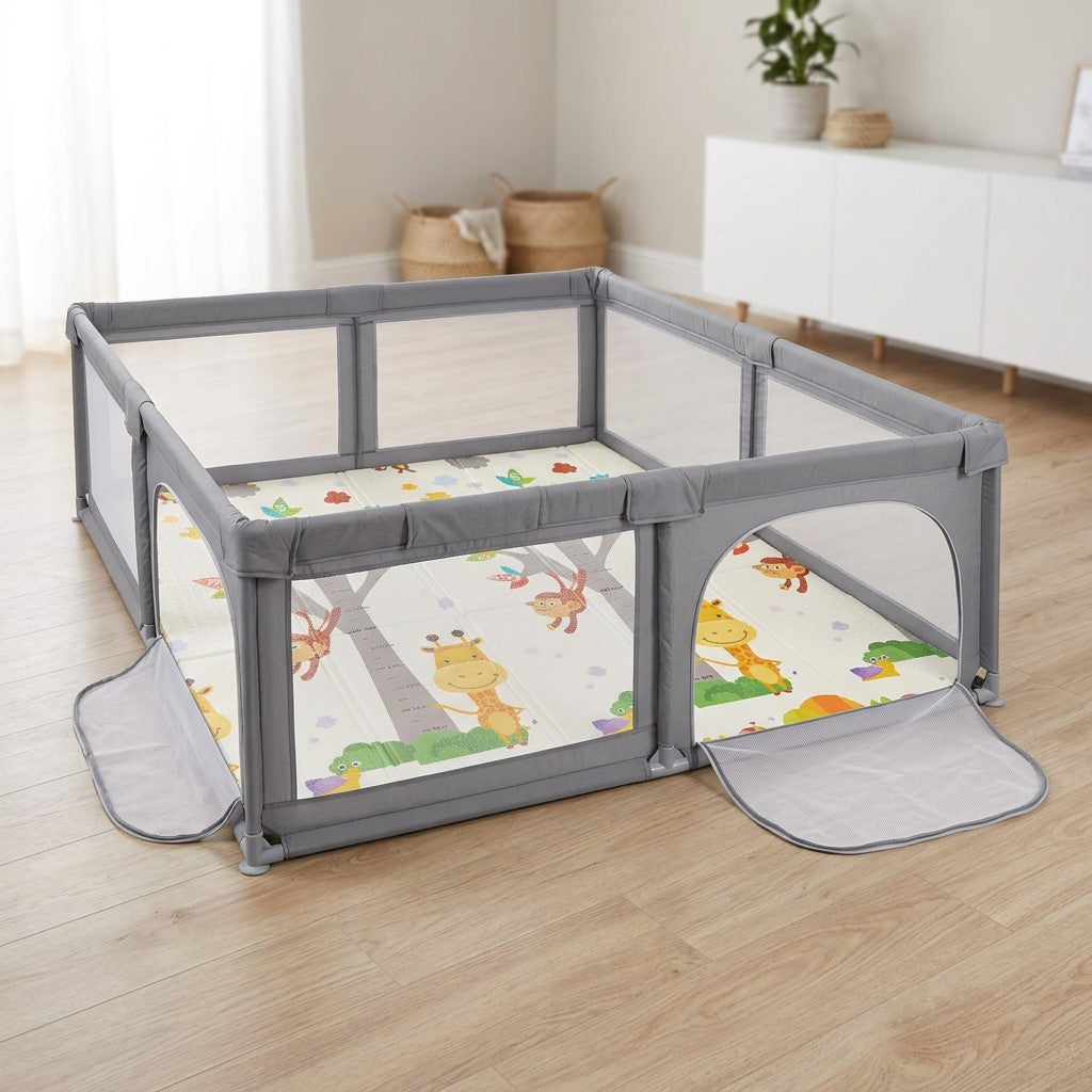 Ms - Parque XXL com tapete Fancy Girafa 180x200cm