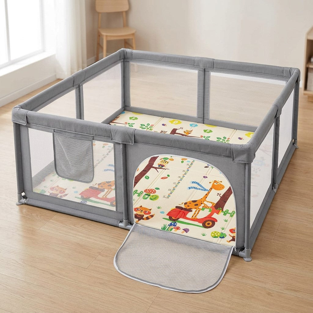 Ms - Parque XXL com tapete Tendry Zebra 180x200cm