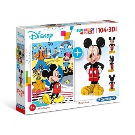 Clementoni - Puzzle SuperColor 104 pçs 3D Mickey Mouse