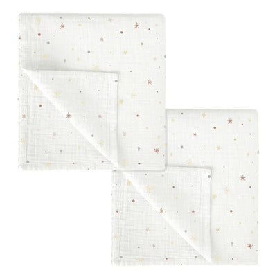 BimbiDreams - Conjunto de 2 Musselines Bambu e Algodão Orgânico 60x60 Night Stars