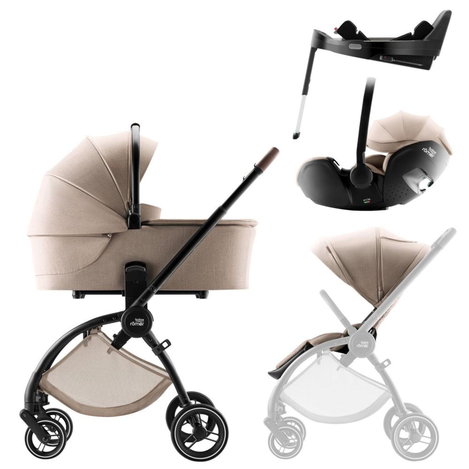 Britax Romer - Conjunto Rio Style Teak - Carrinho + Alcofa + Baby-Safe Pro + Base Isofix