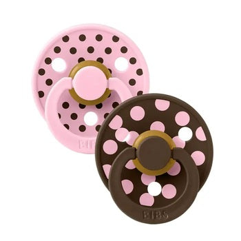 Bibs - Conjunto 2 Chupetas Dots Baby Pink / Moka 6-18M